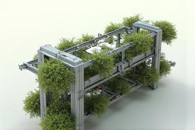 Dettaglio di telaio satellitare leggero e modulare, costruito con materiali ecologici avanzati